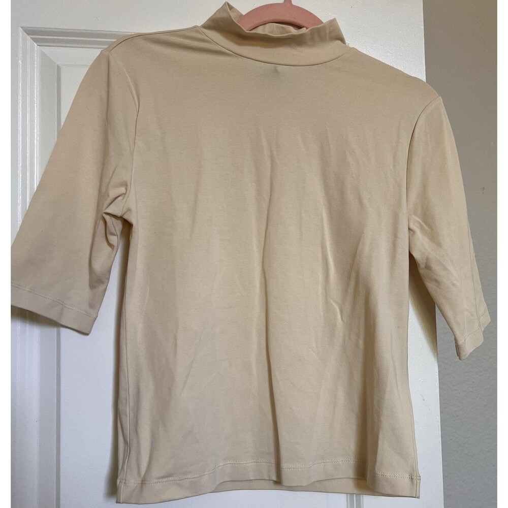 Forever 21 Beige Turtleneck Short Sleeve Top Size Large